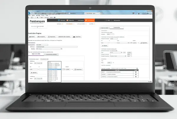 Mockup pc portable et interface logiciel de trésorerie